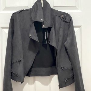 Anna Cai New York gray Moto jacket.